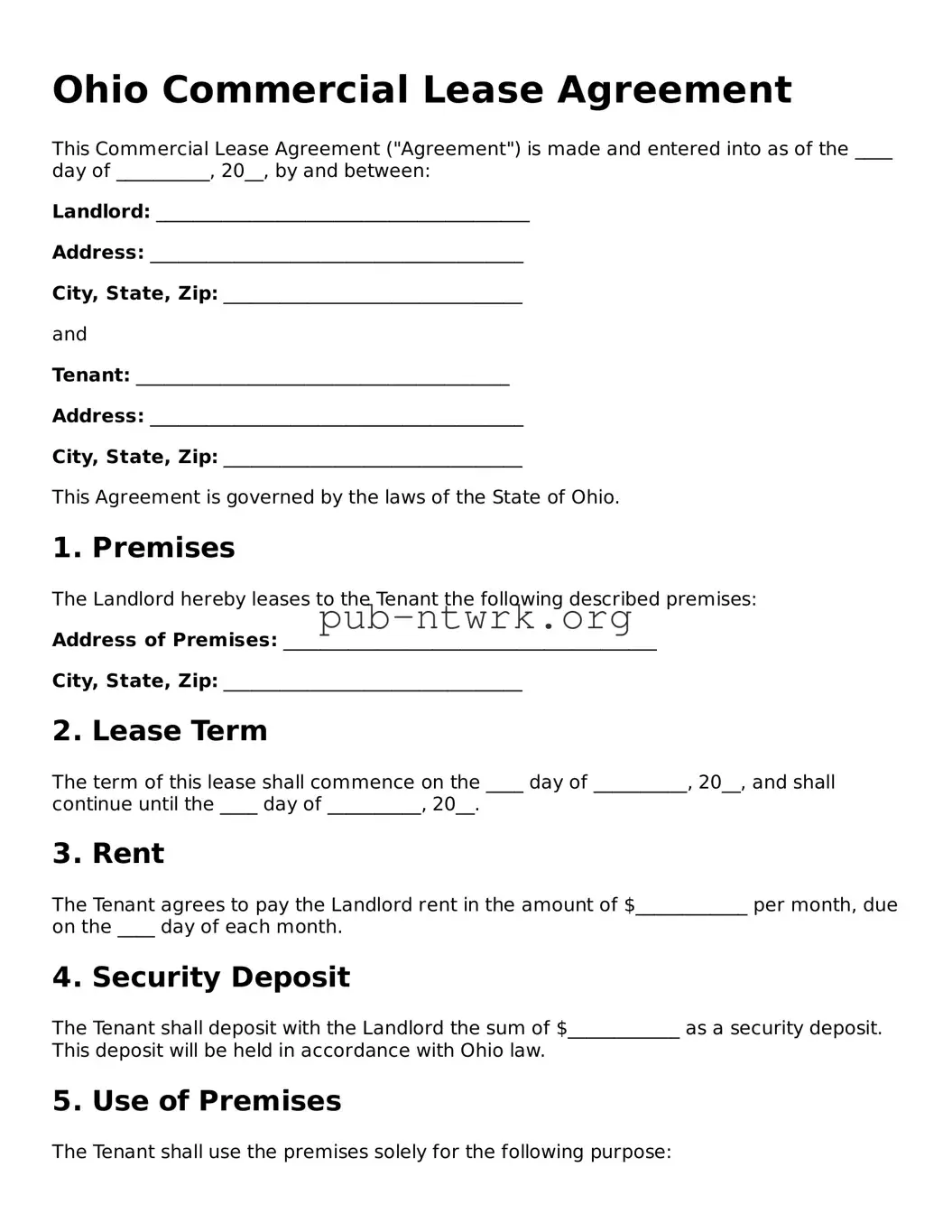 Free Ohio Commercial Lease Agreement Form