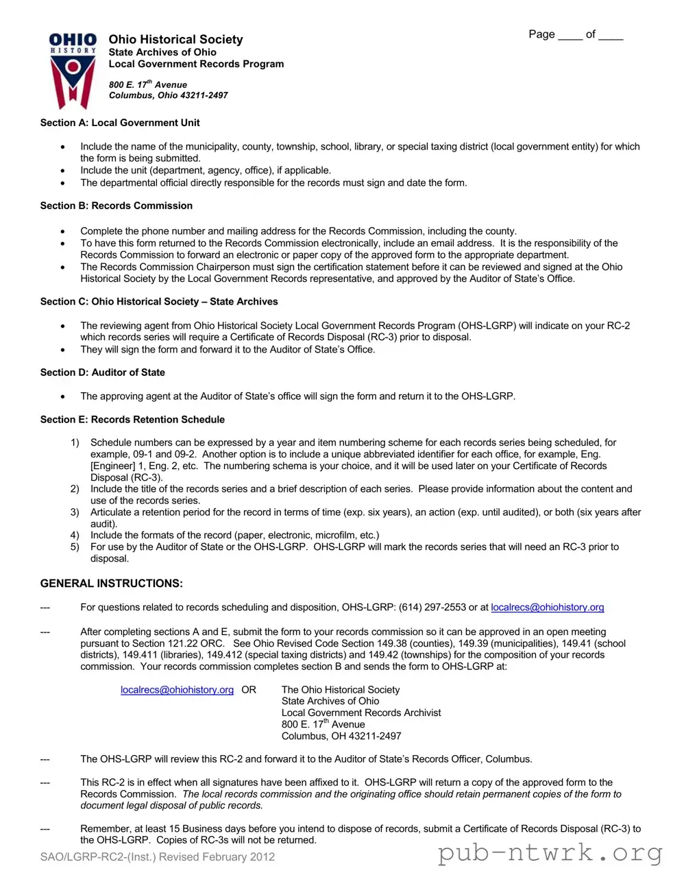 Blank Ohio Historical Society PDF Form