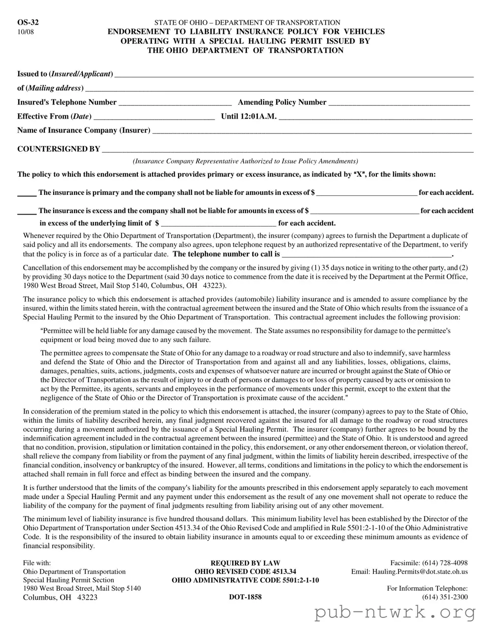 Blank Ohio Os 32 PDF Form