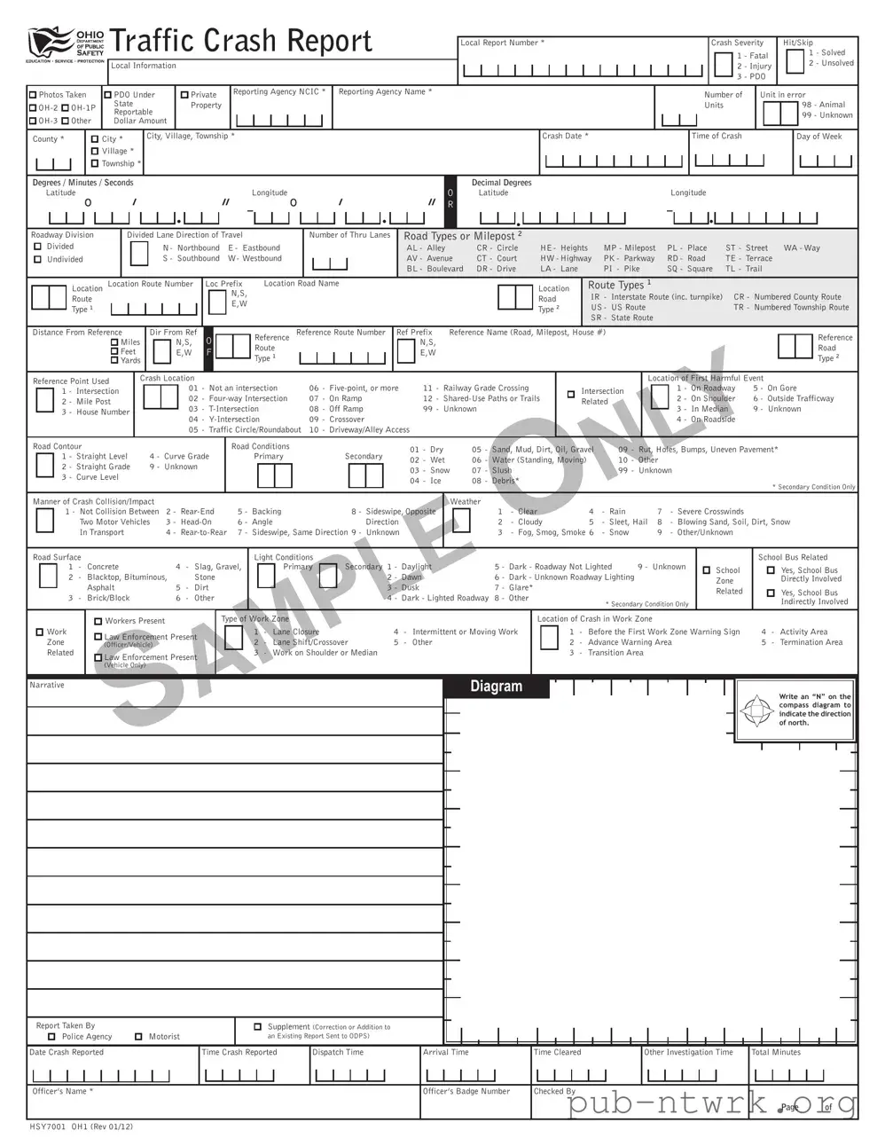 Blank Ohio Hsy7001 PDF Form