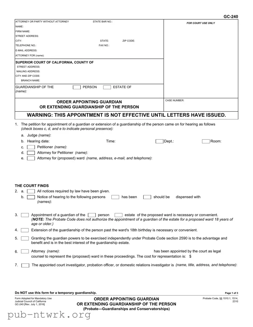 Blank California Gc 240 PDF Form