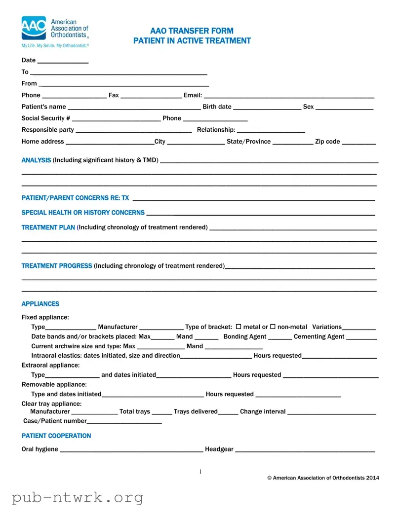 Blank Aao Transfer PDF Form