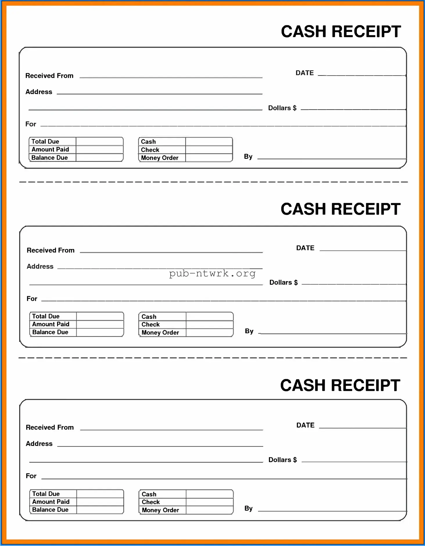 Blank Cash Receipt PDF Form