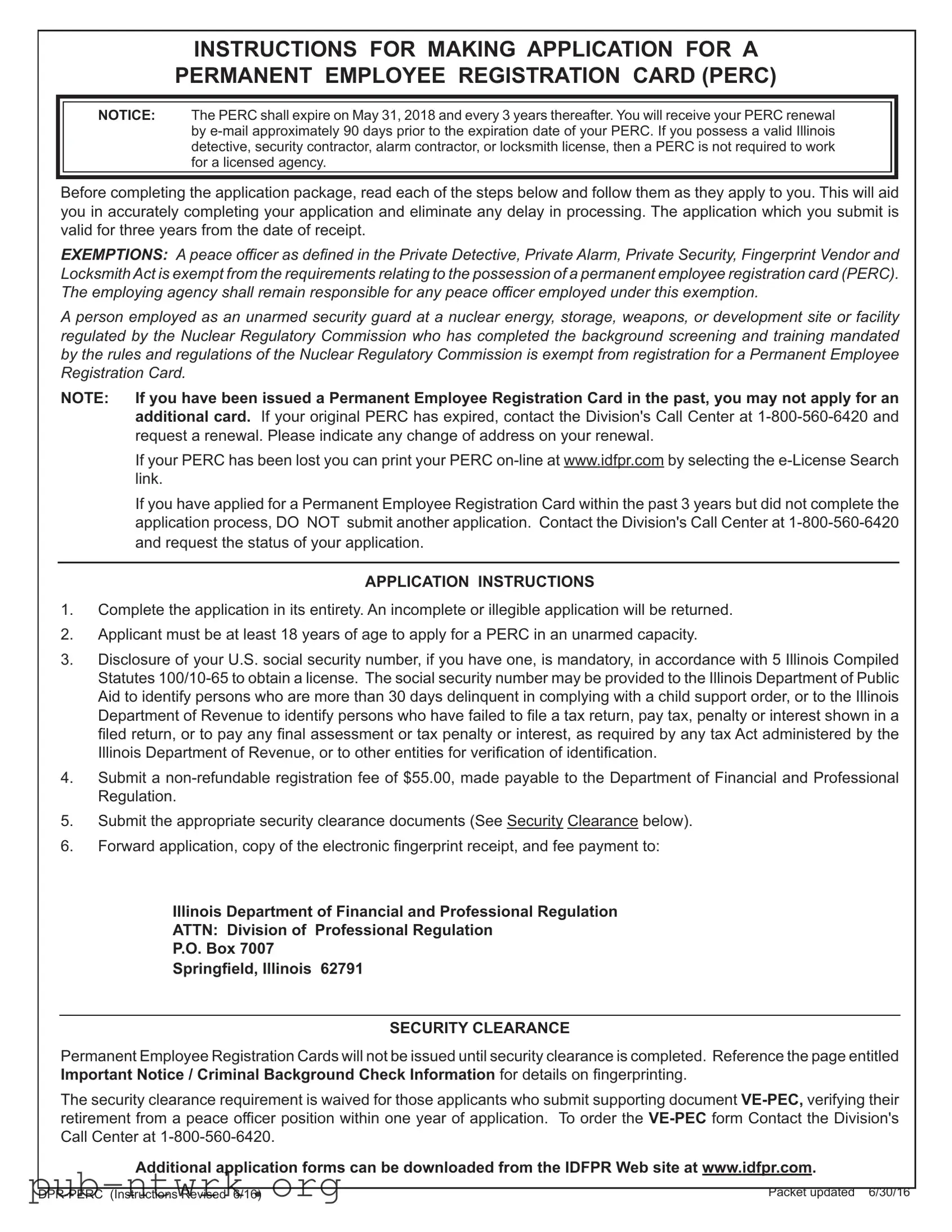 Blank Illinois Perc Card PDF Form