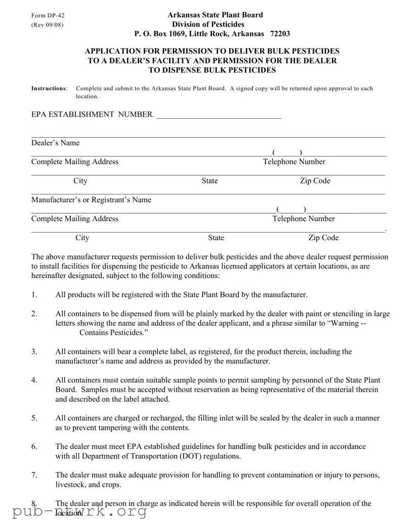 Blank Arkansas Dp 42 PDF Form