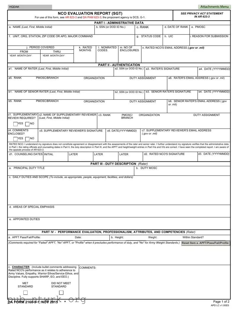 Blank Da 2166 9 1 PDF Form