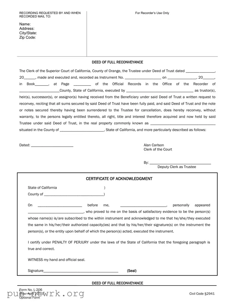 Blank California L 206 PDF Form