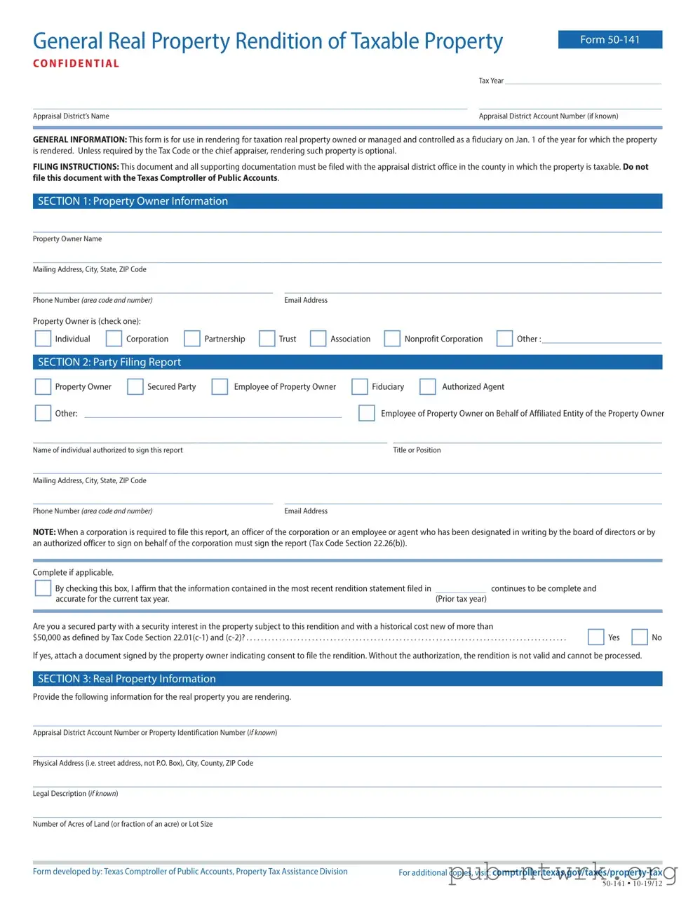 Blank Texas 50 141 PDF Form
