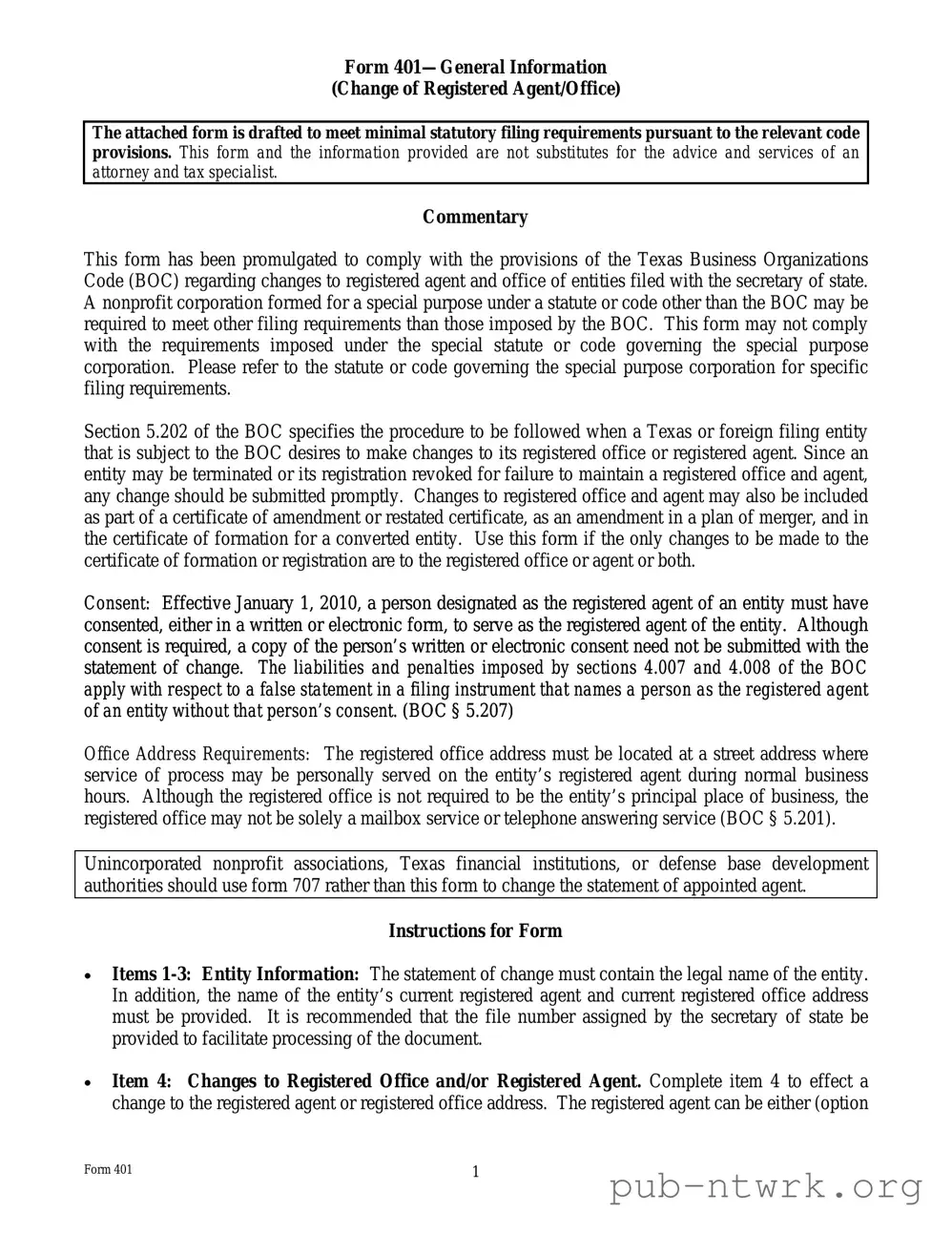 Blank Texas 401 PDF Form