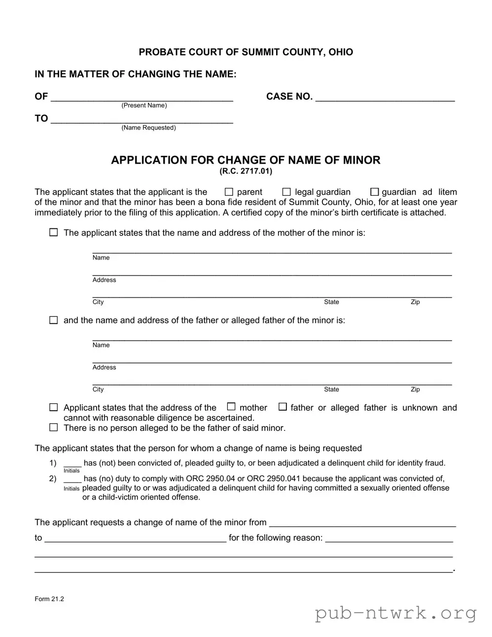 Blank Ohio 21 2 PDF Form