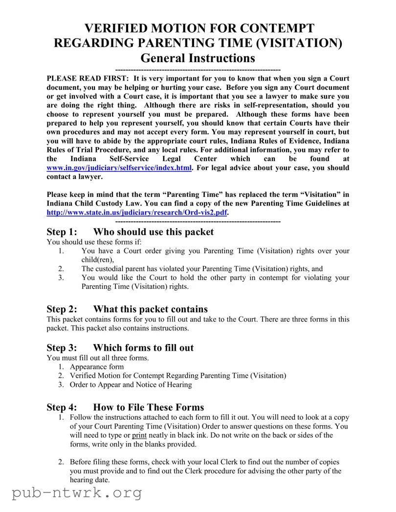 Blank Contempt Of Court Indiana PDF Form