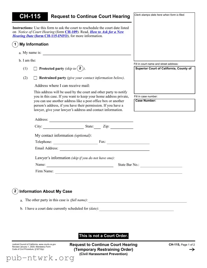Blank California Ch 115 PDF Form
