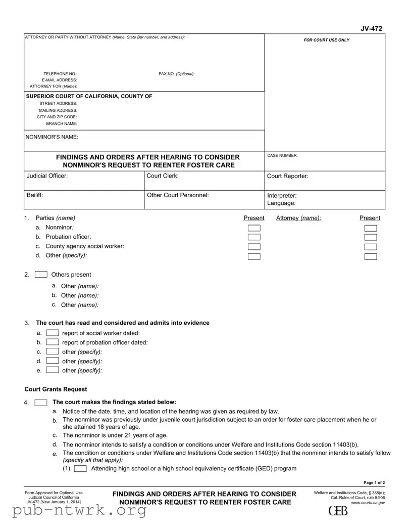 Blank California Jv 472 PDF Form