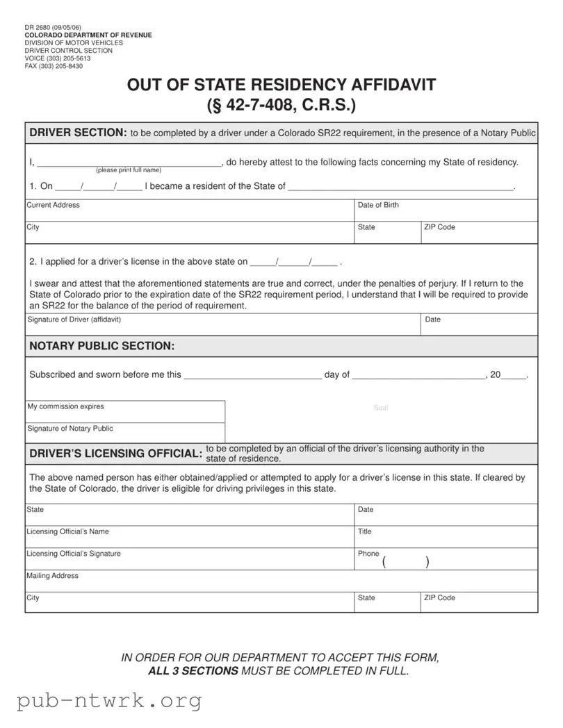 Blank Dr 2680 Colorado PDF Form
