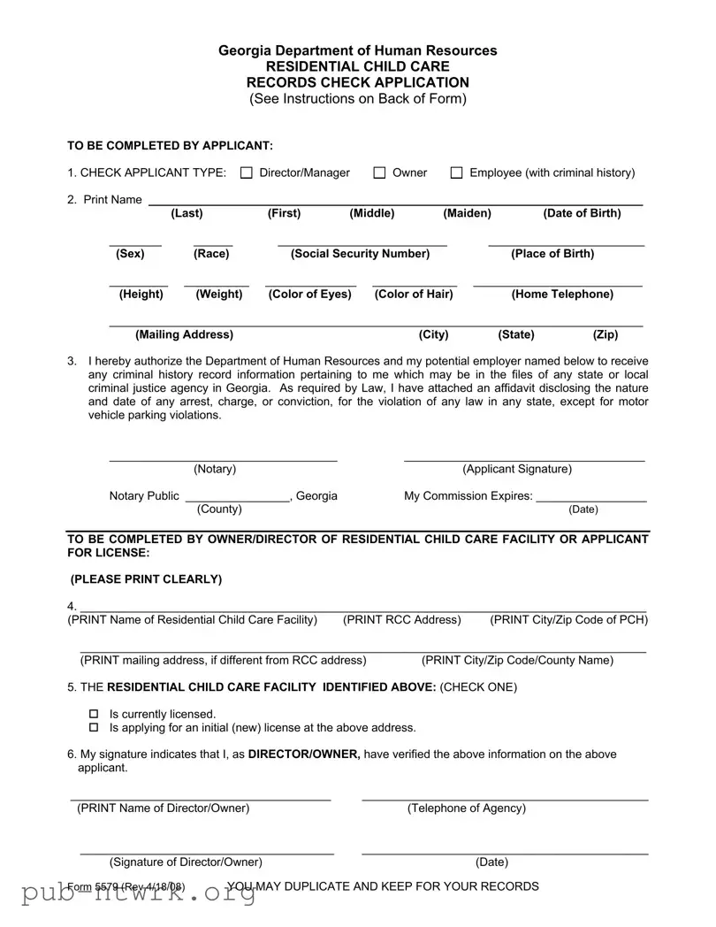 Blank Georgia 5579 PDF Form