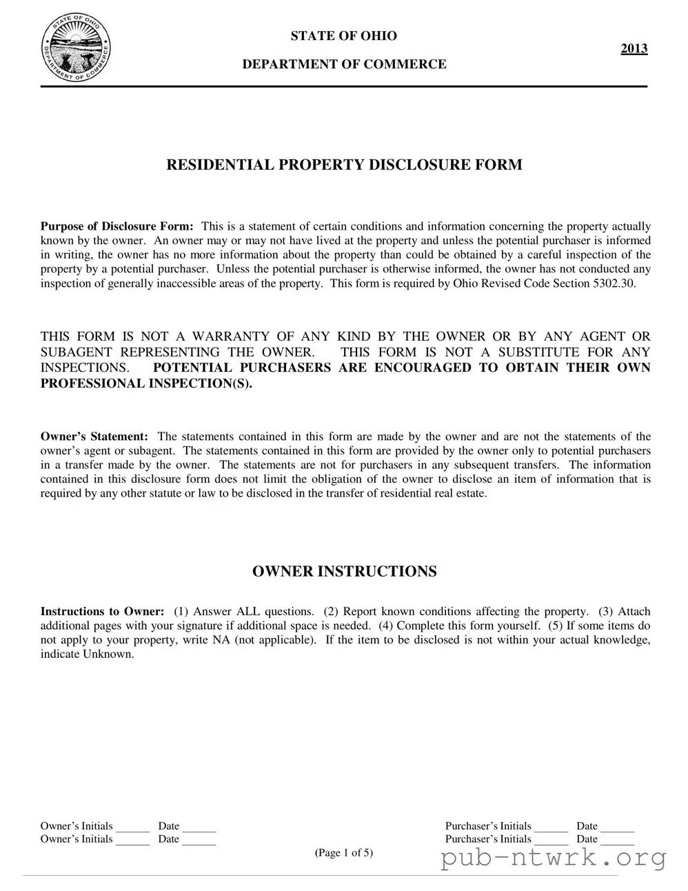 Blank Ohio Disclosure PDF Form