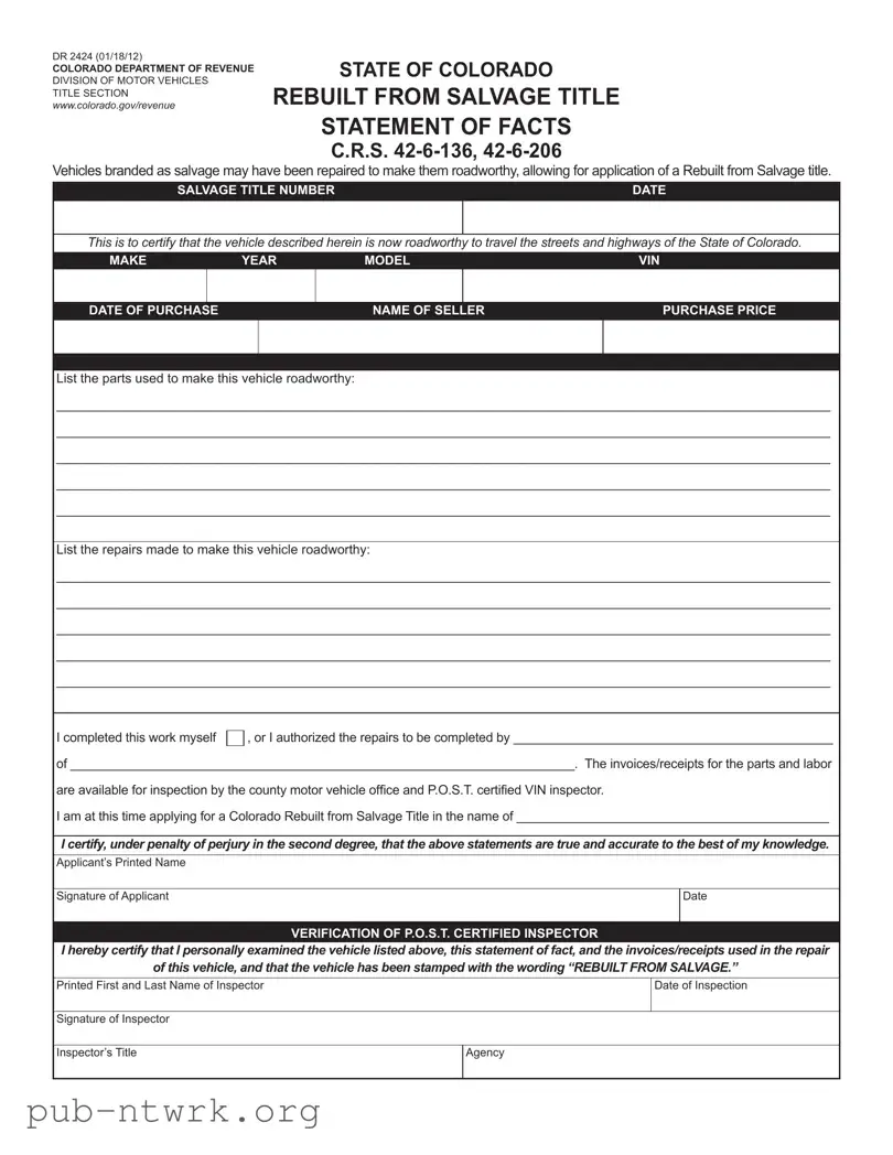 Blank Colorado Dr 2424 PDF Form
