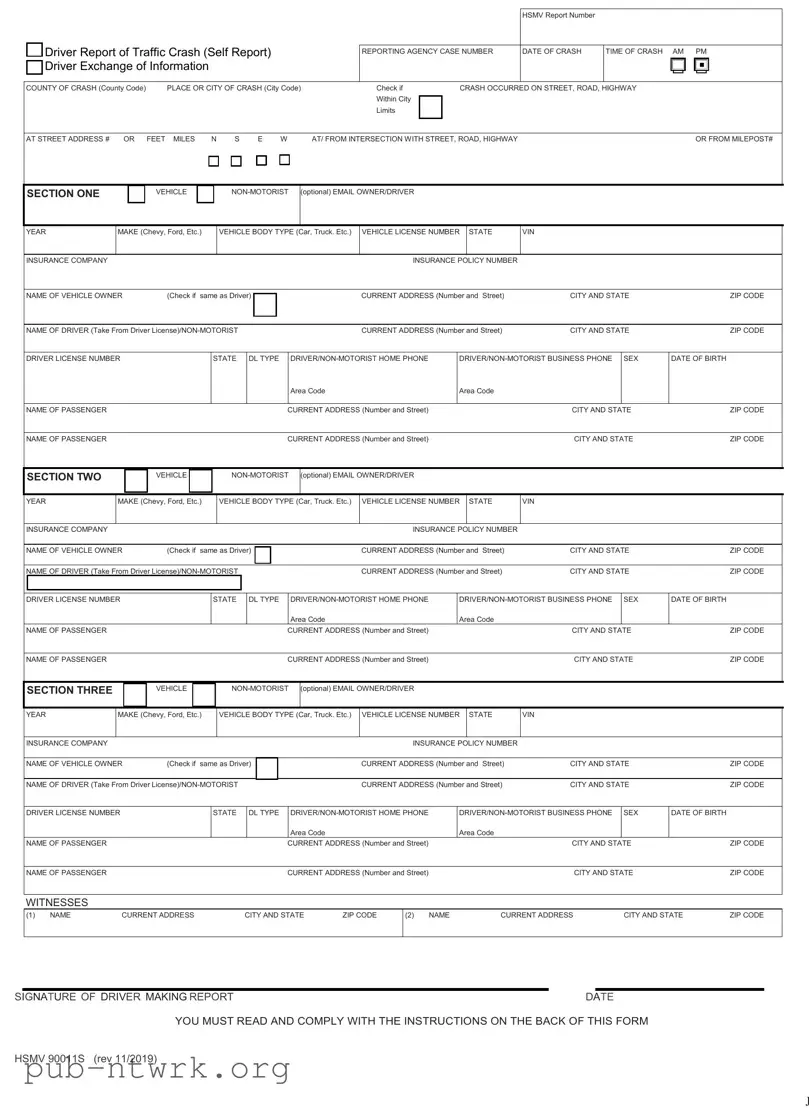 Blank Florida Traffic Crash Report PDF Form