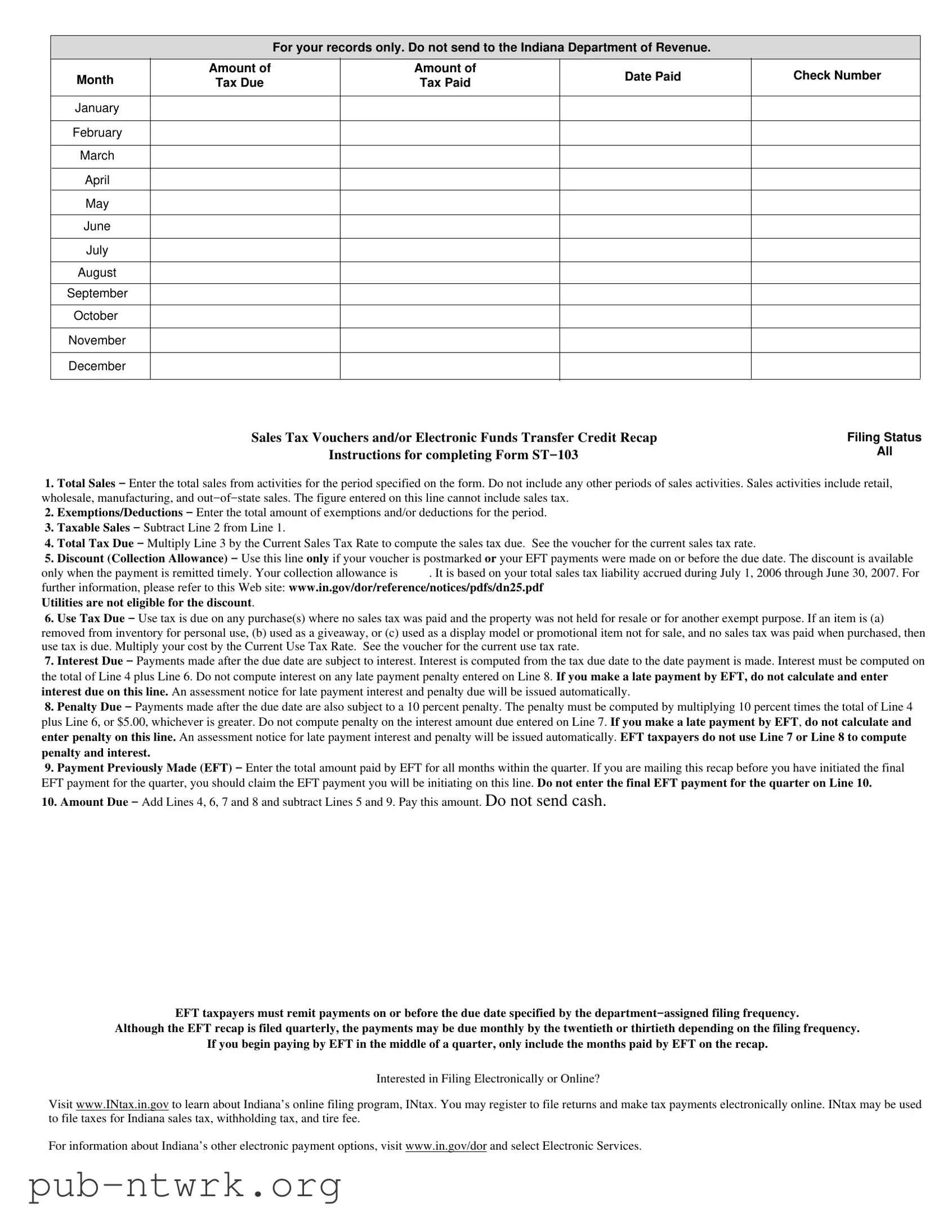 Blank Indiana St 103 PDF Form