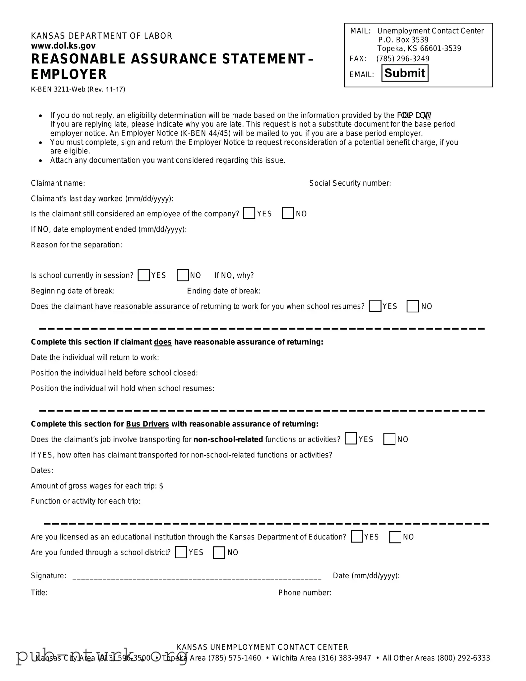 Blank Kansas K Ben 3211 PDF Form
