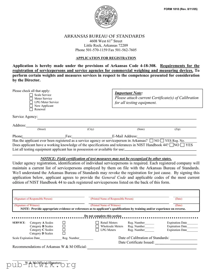 Blank Arkansas 1818 PDF Form