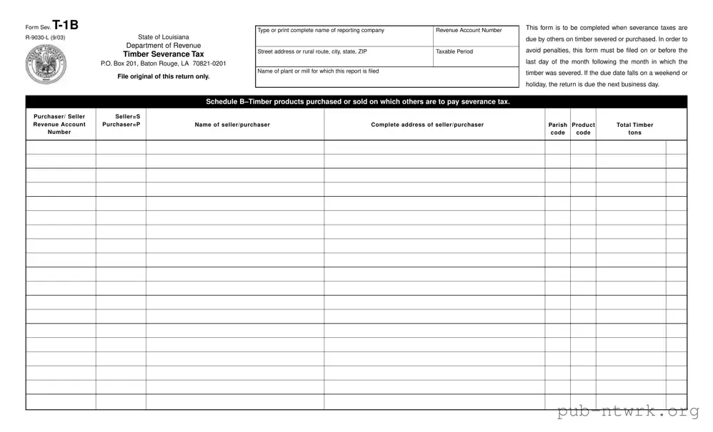 Blank T 1B Louisiana PDF Form