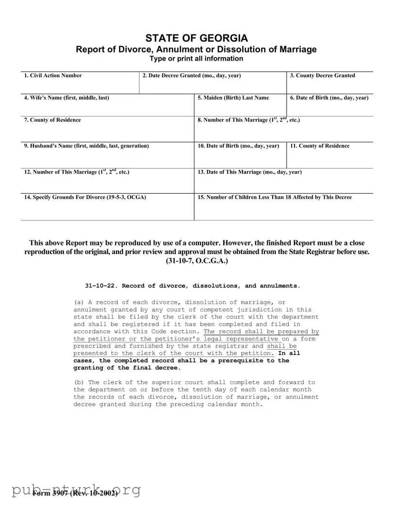 Blank Georgia 3907 PDF Form