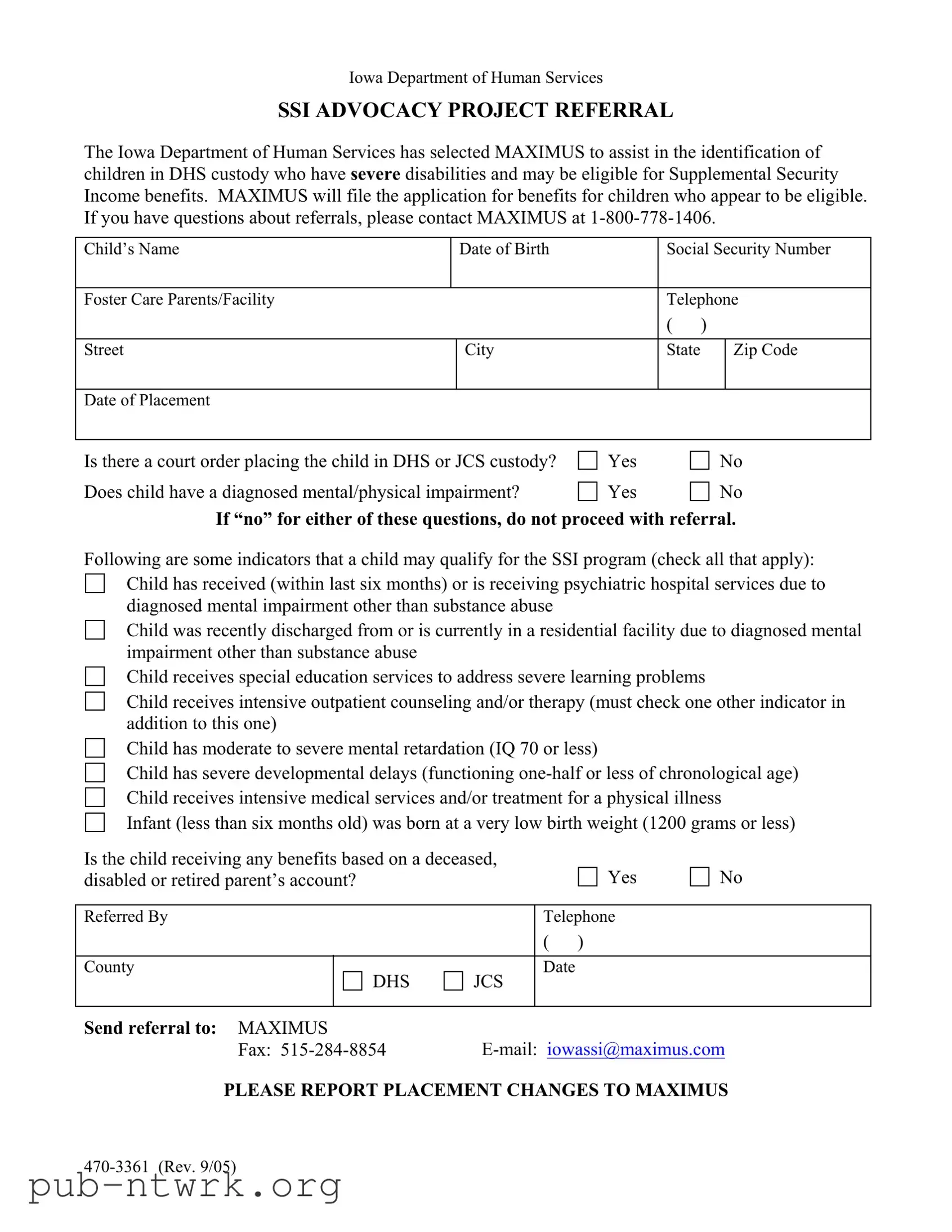 Blank Iowa 470 3361 PDF Form