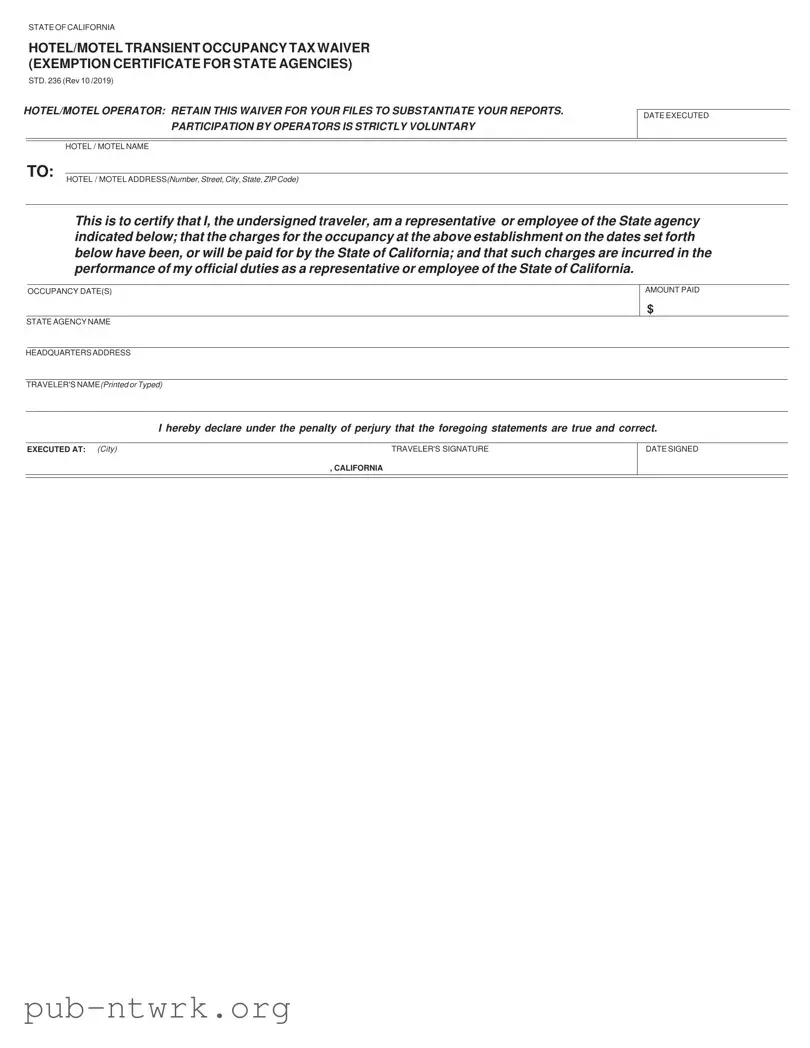 Blank California Std 236 PDF Form