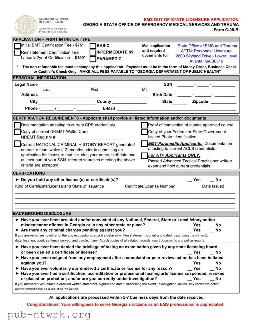 Blank C 08 B Georgia PDF Form