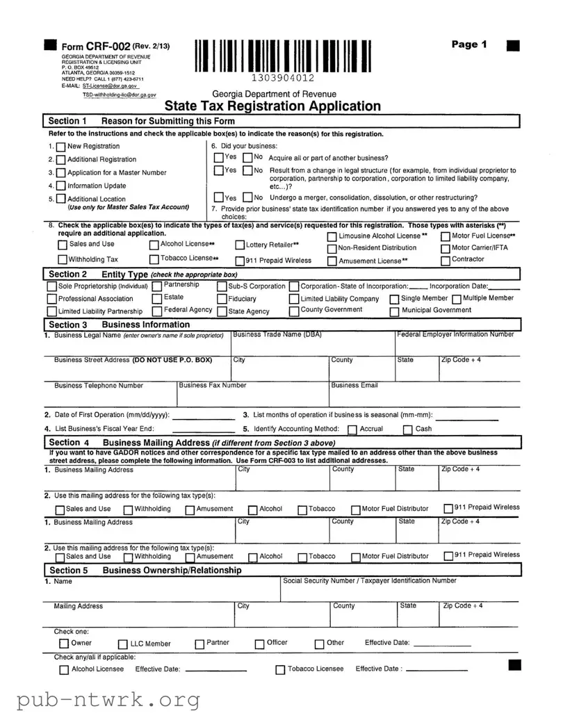 Blank Georgia State Tax Instruction PDF Form