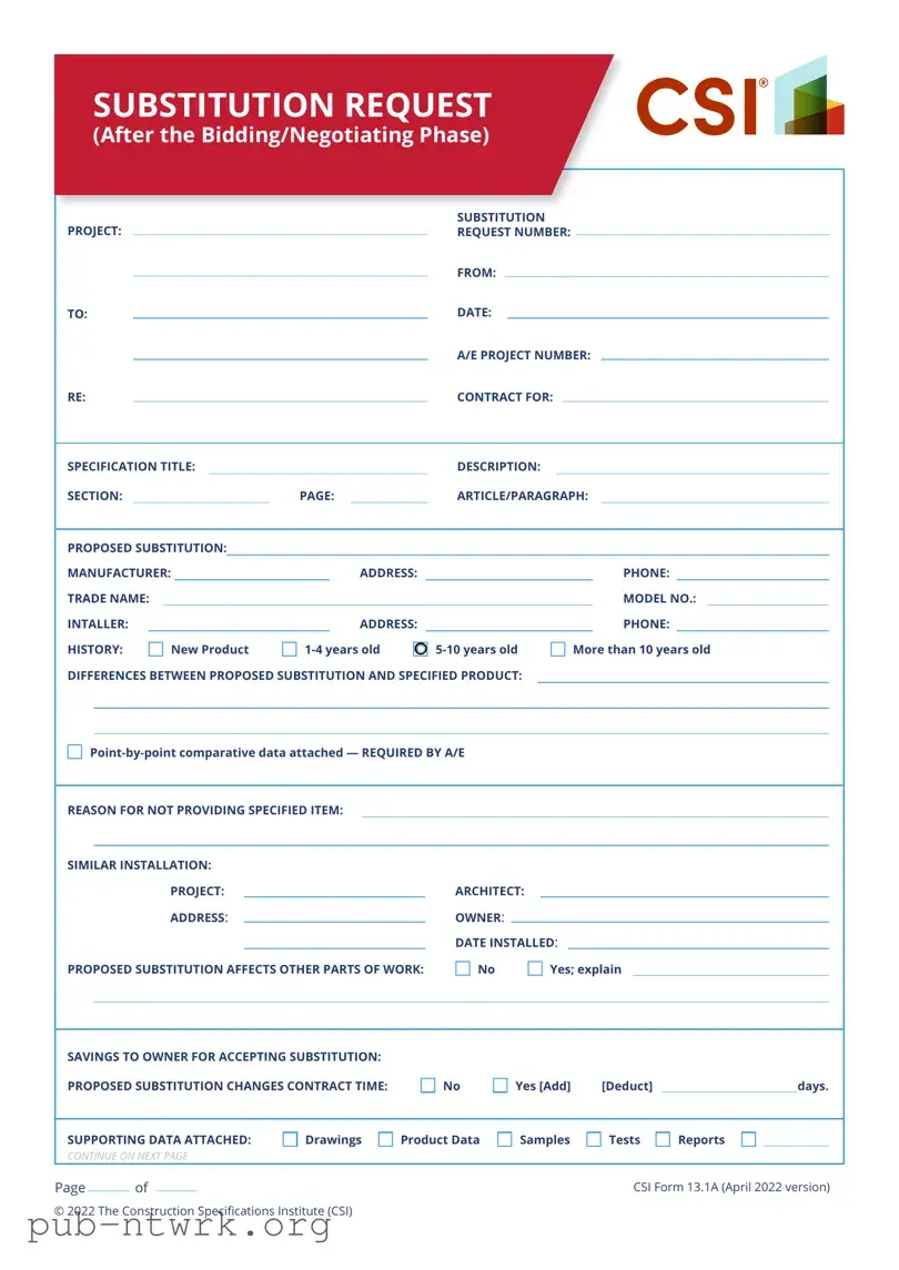 Blank Csi 13 1A PDF Form