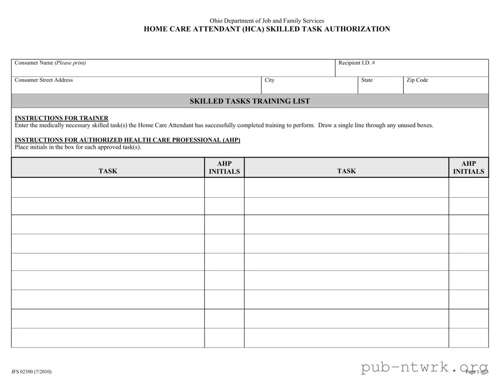 Blank Ohio Jfs 02390 PDF Form