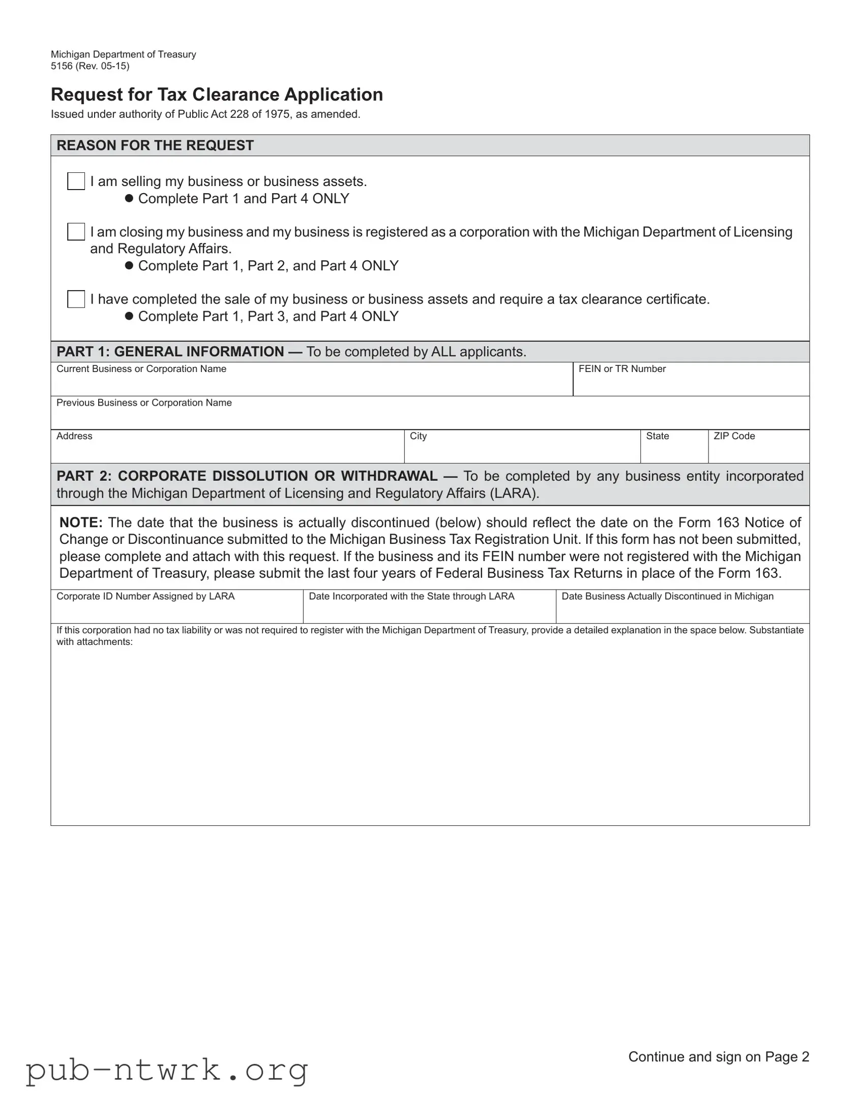 Blank Michigan 5156 PDF Form