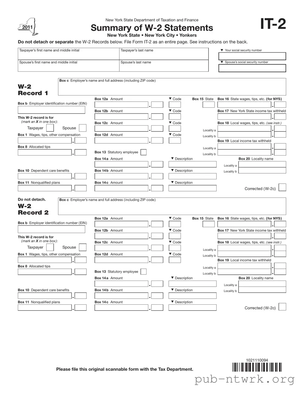 Blank New York It 2 PDF Form