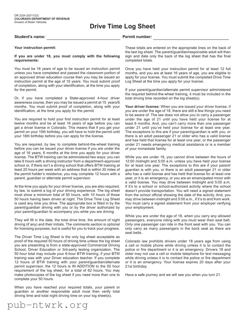 Blank Colorado Drive PDF Form