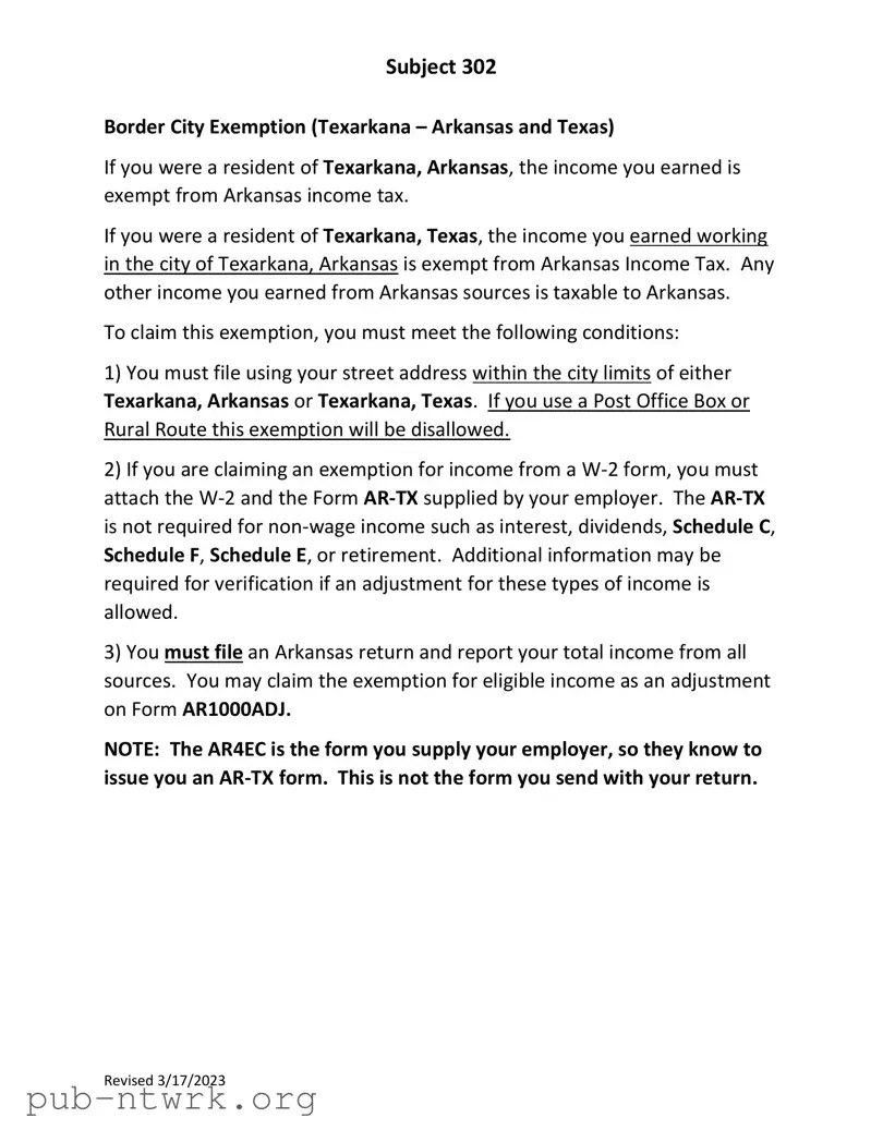 Blank Arkansas Border City PDF Form