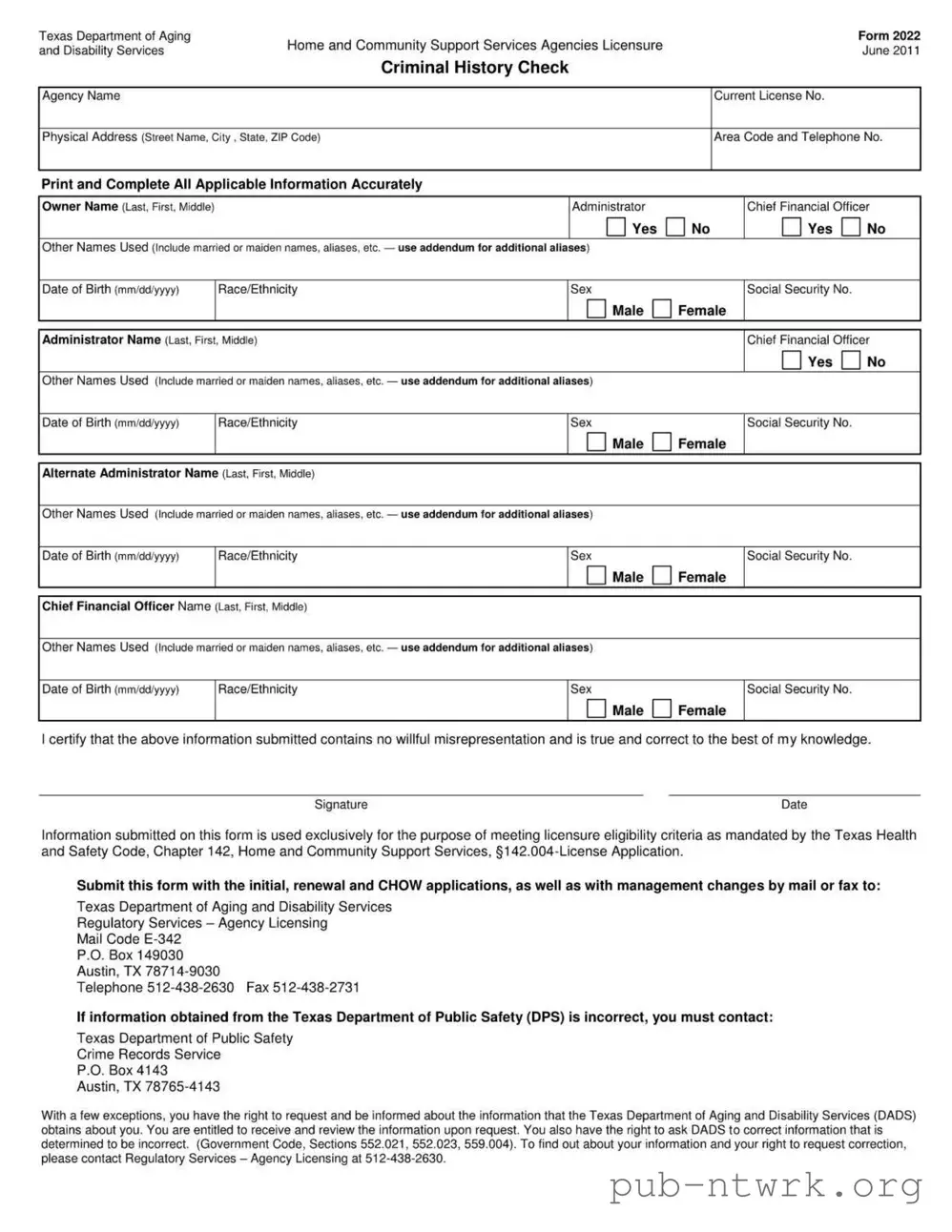 Blank Texas PDF Form