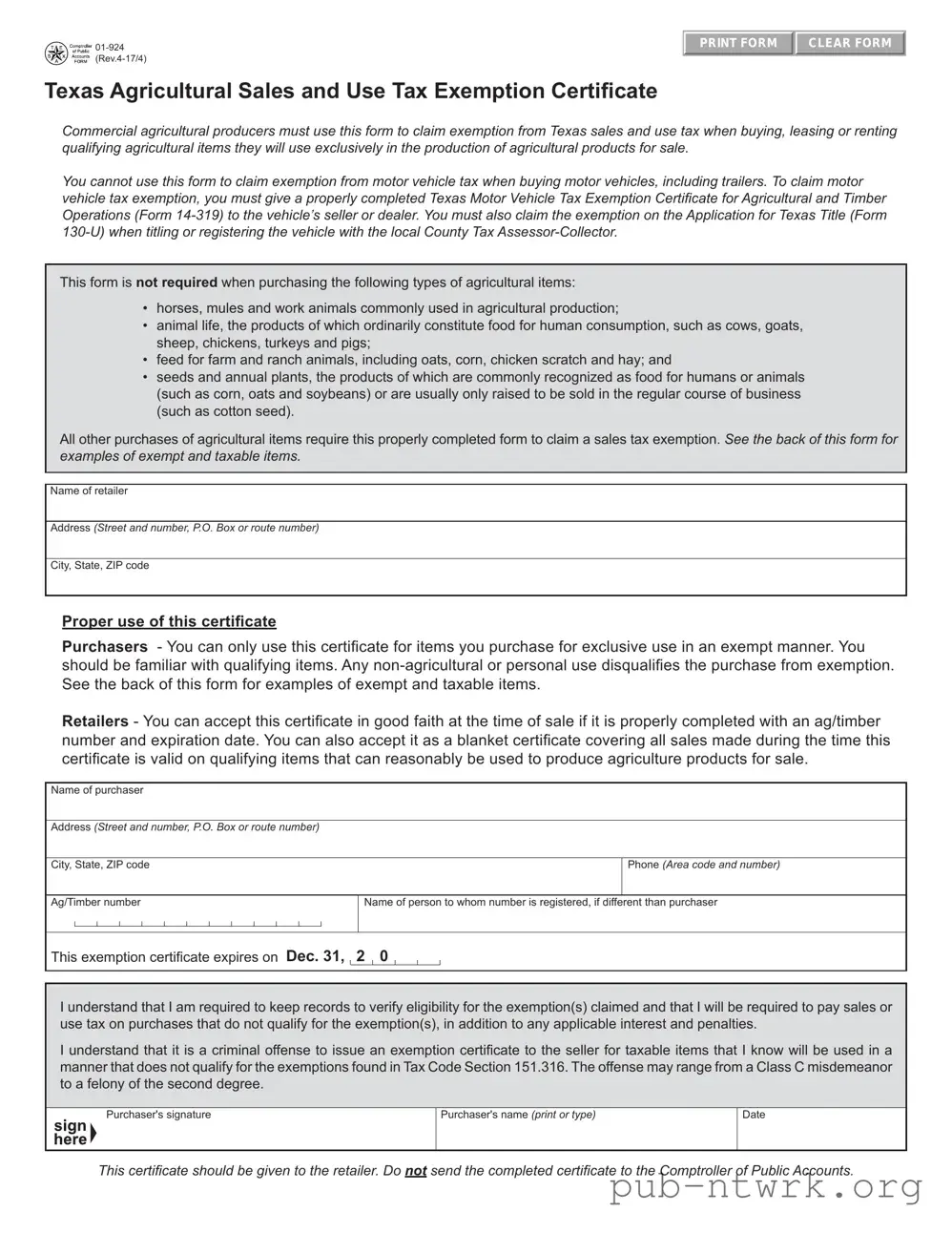 Blank Texas 01 924 PDF Form