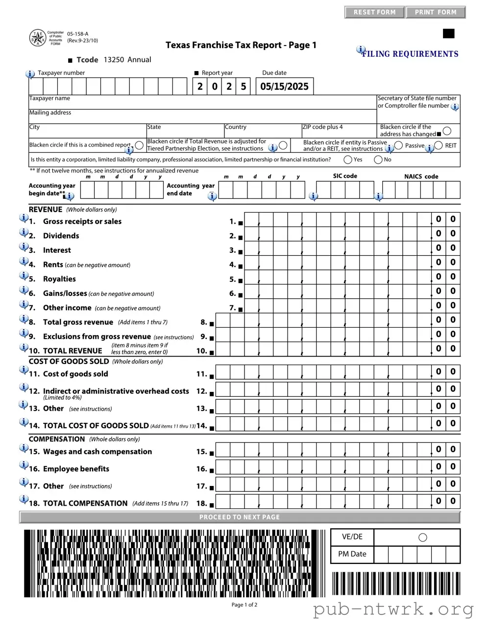 Blank Texas 05 158 A PDF Form