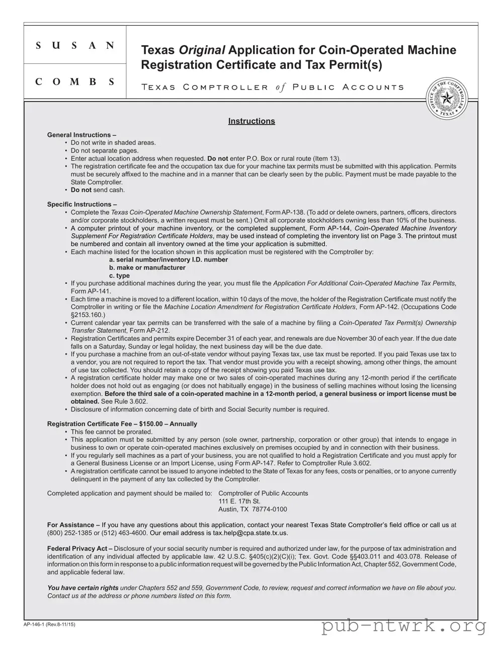 Blank Texas Ap 146 PDF Form