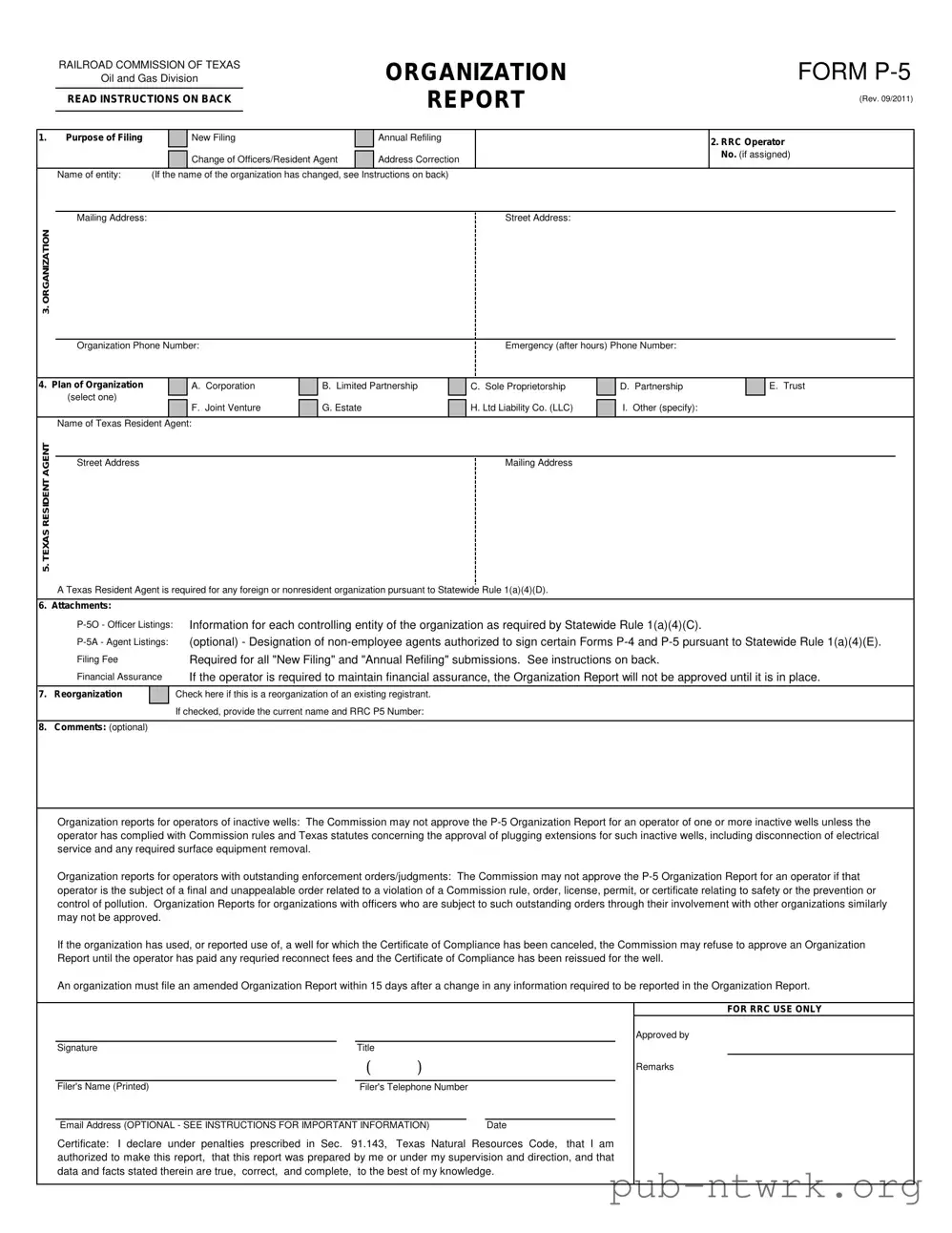 Blank Texas P 5 PDF Form