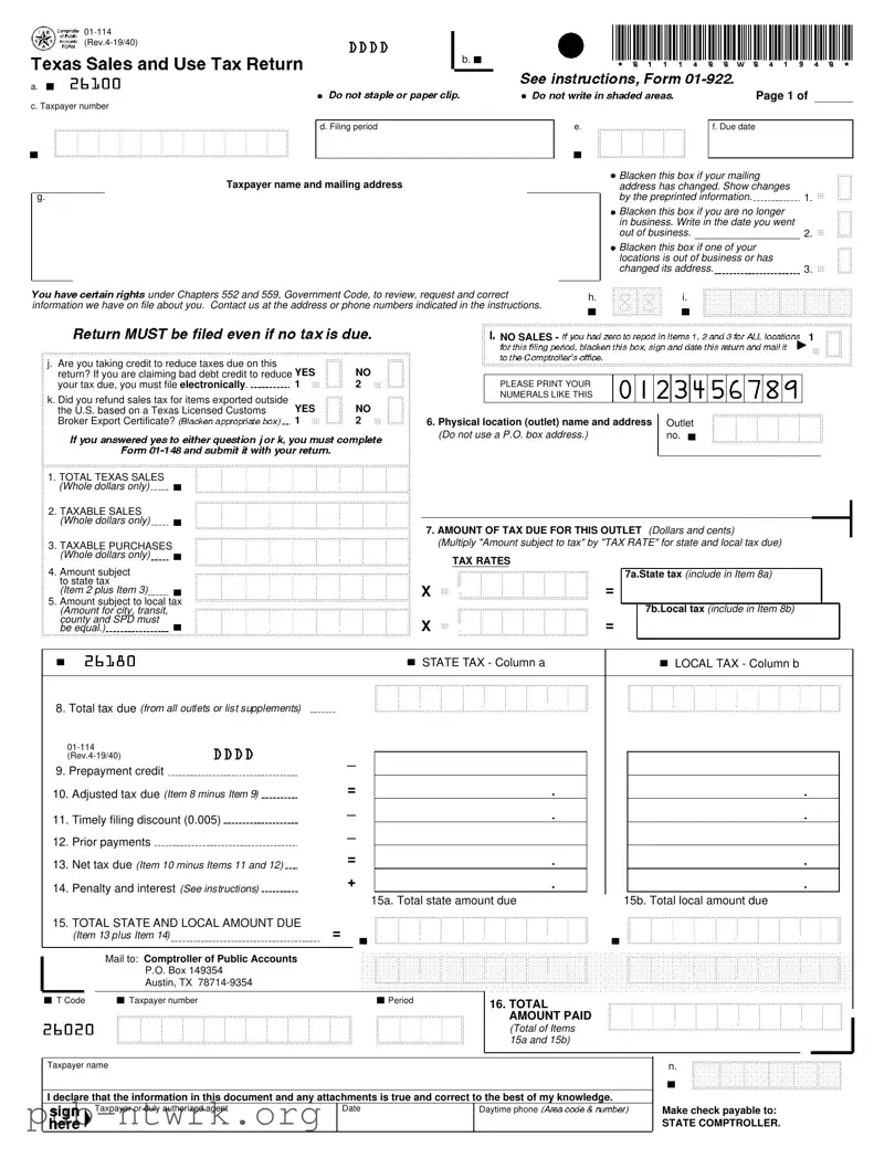 Blank 1 114 Texas PDF Form