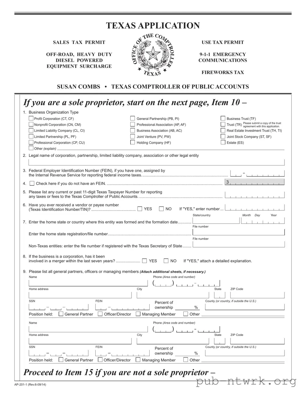 Blank Texas Ap 201 PDF Form