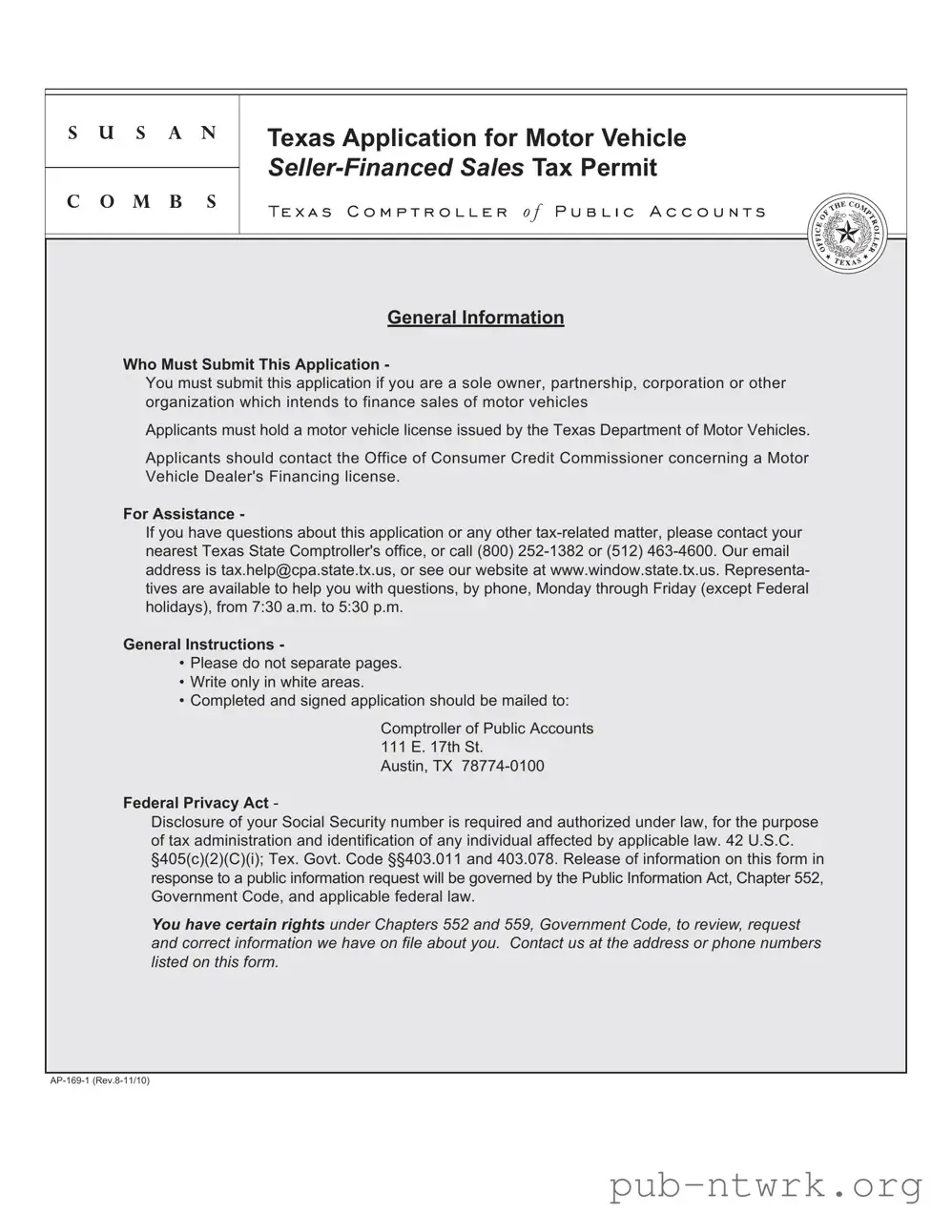 Blank Texas Ap 169 PDF Form