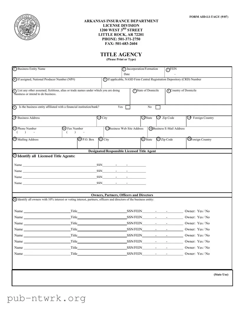 Blank Arkansas Aid Li Tagy PDF Form