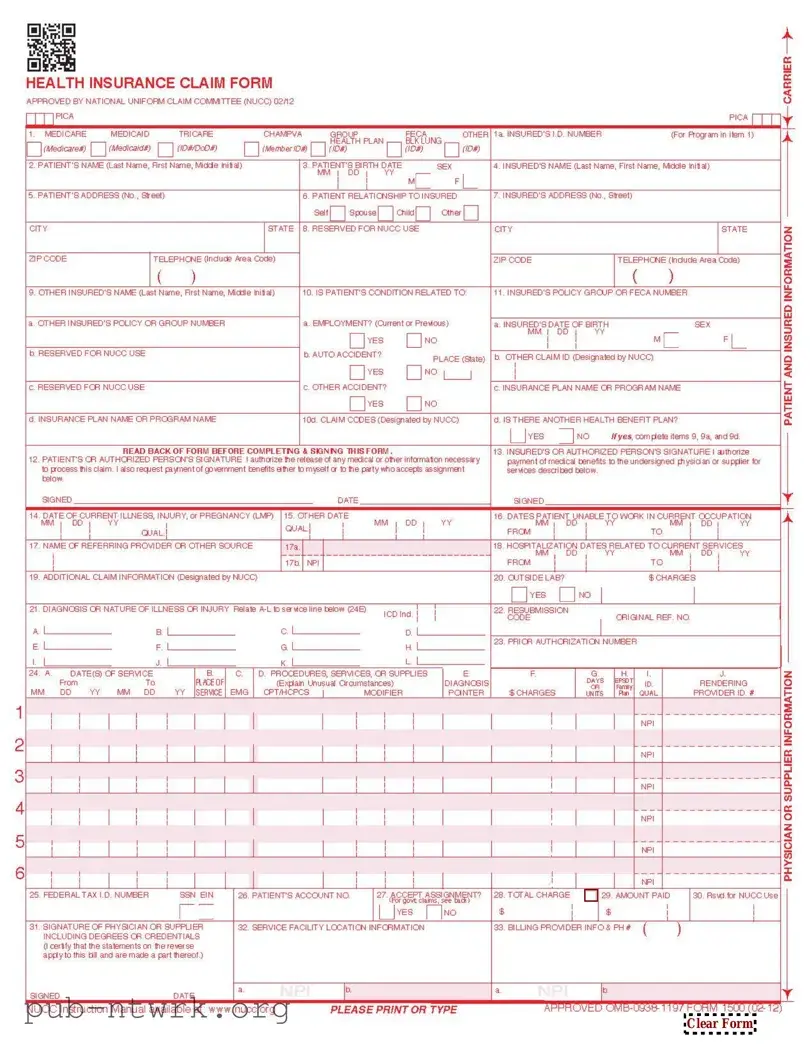 Blank CMS 1500 PDF Form