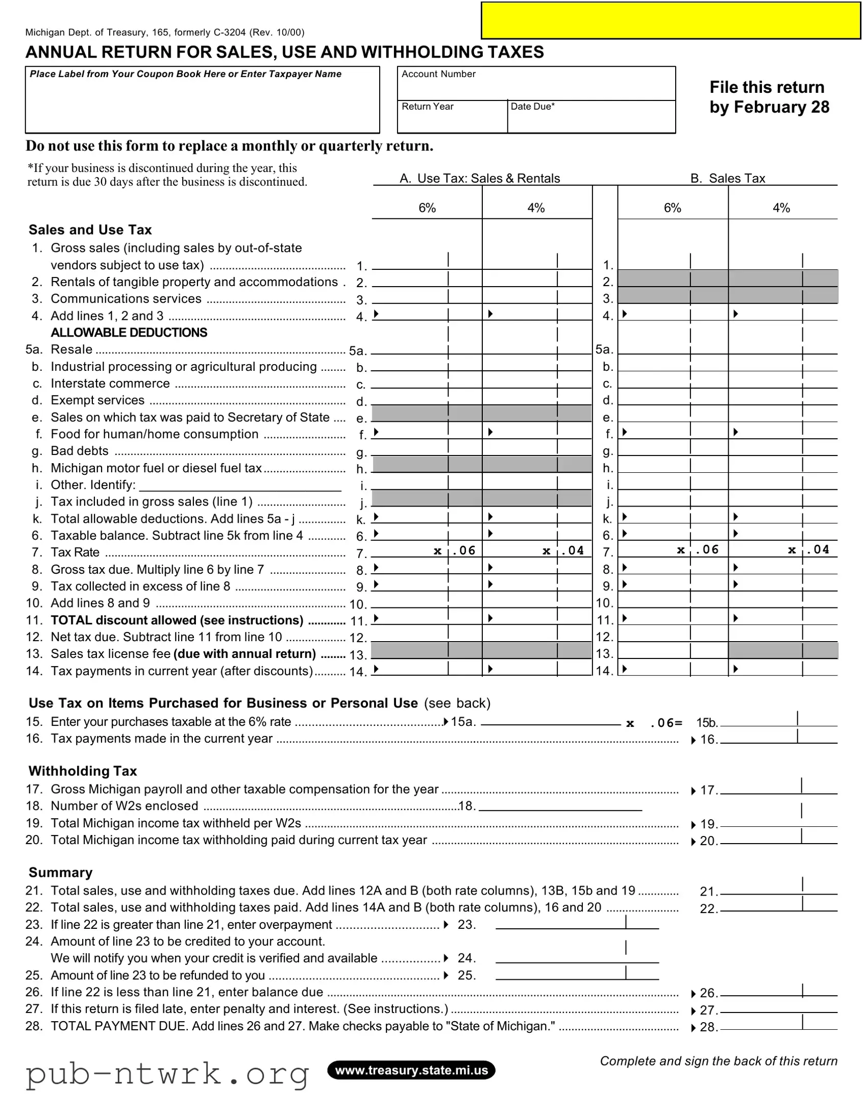 Blank Michigan C 3204 PDF Form