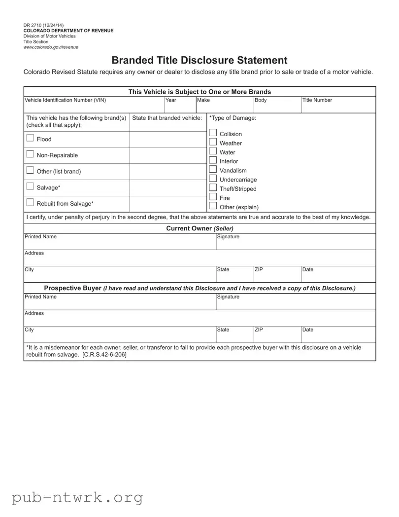 Blank Dr 2710 Colorado PDF Form