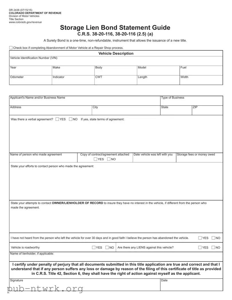 Blank Colorado Dr 2438 PDF Form